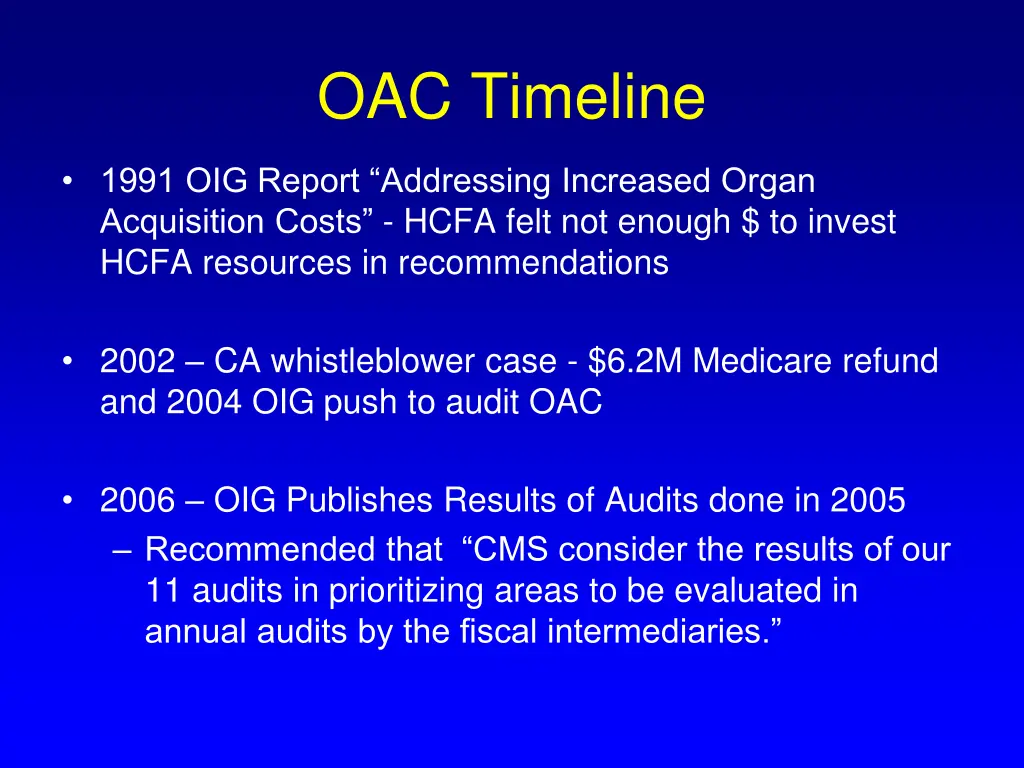 oac timeline 1
