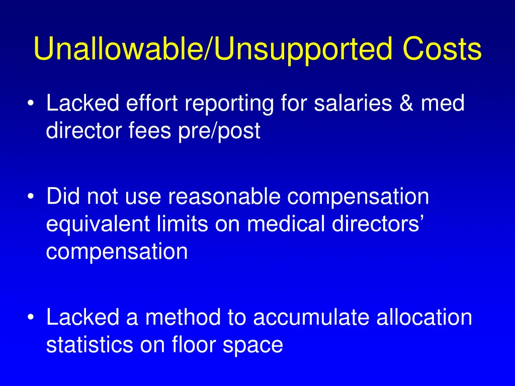 unallowable unsupported costs