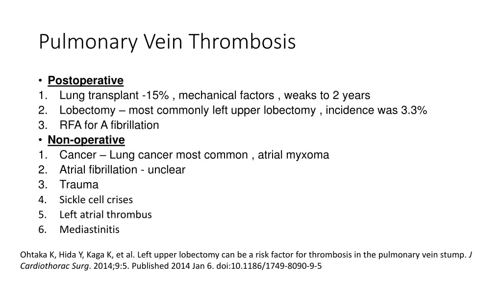 pulmonary vein thrombosis
