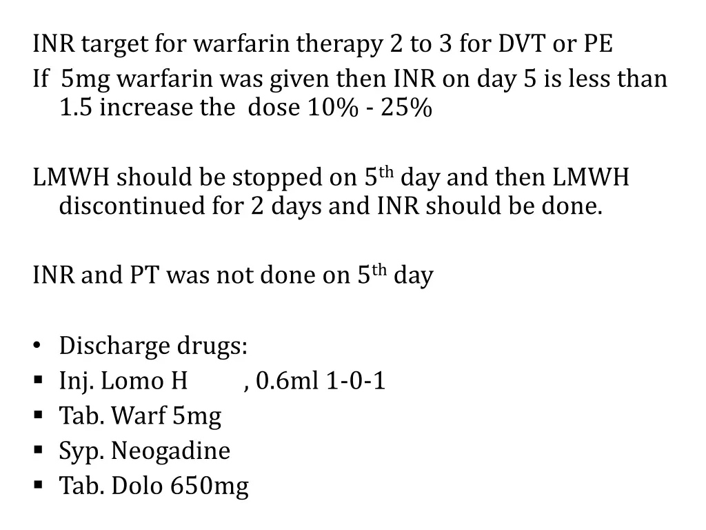 inr target for warfarin therapy