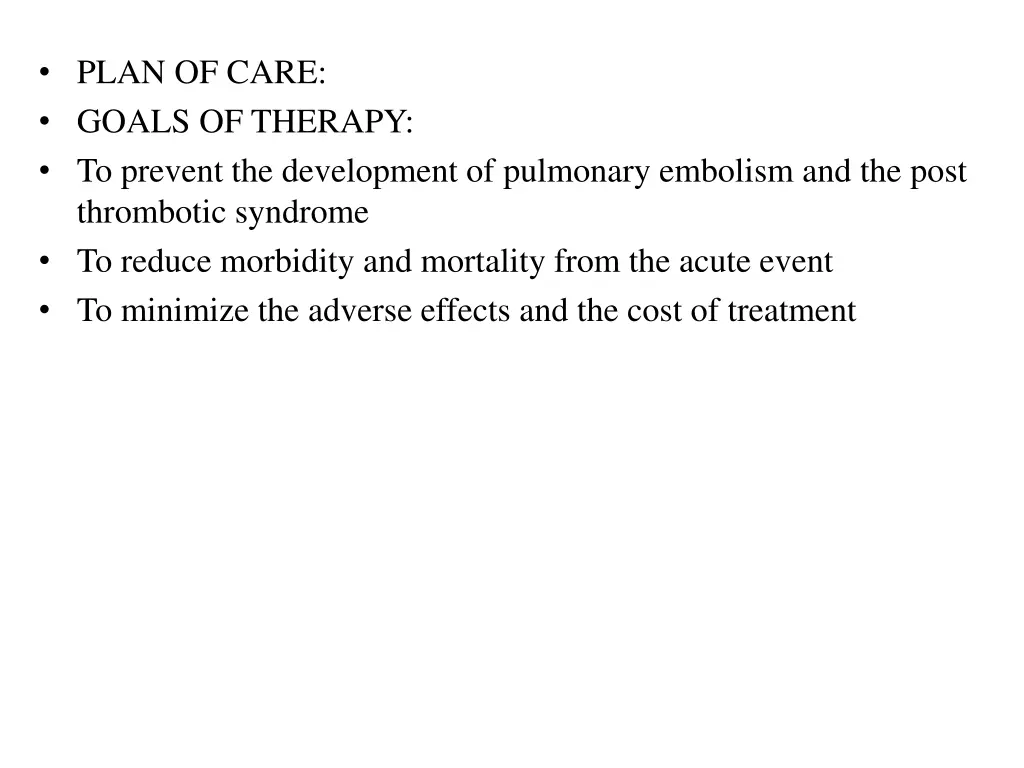 plan of care goals of therapy to prevent