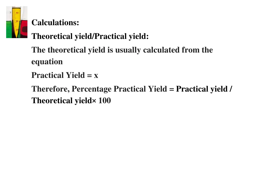 calculations theoretical yield practical yield
