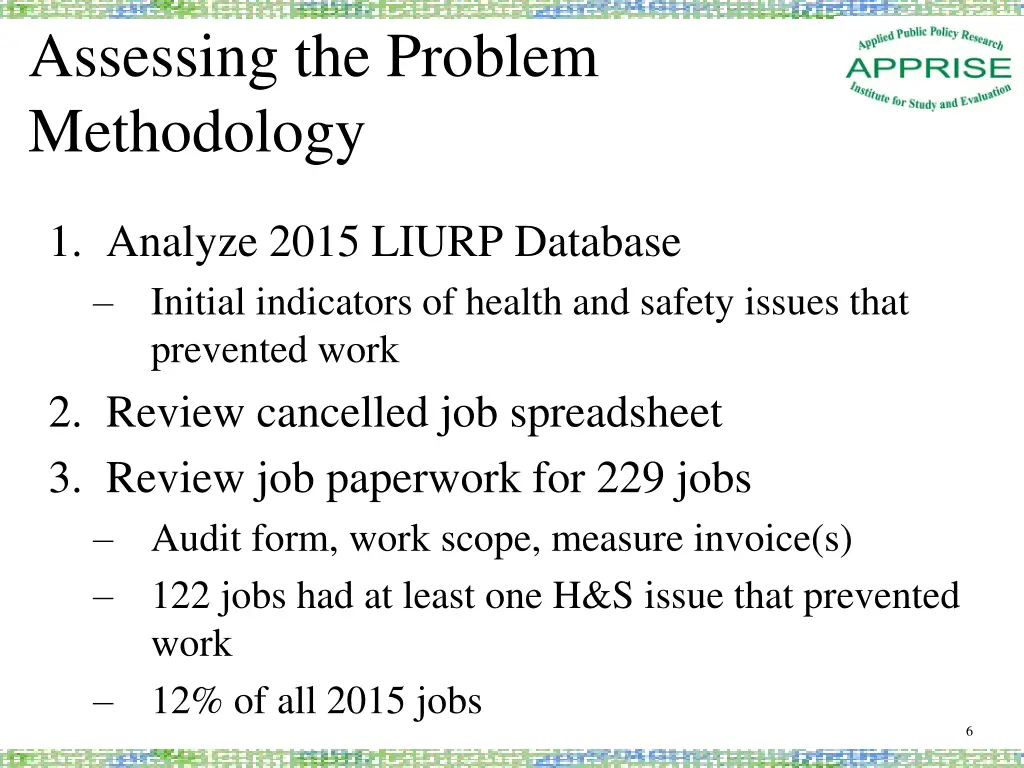 assessing the problem methodology