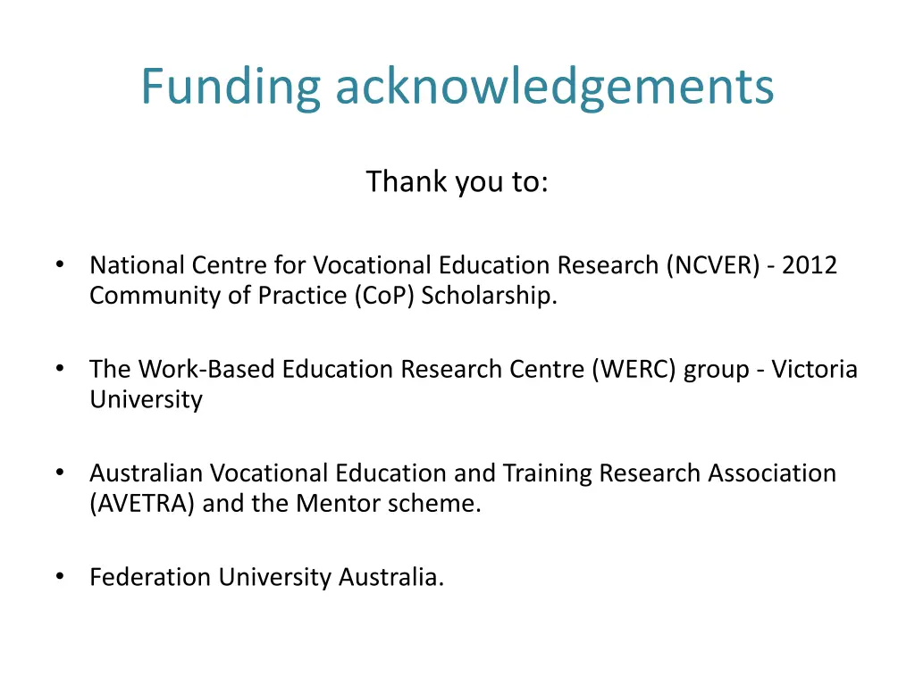 funding acknowledgements