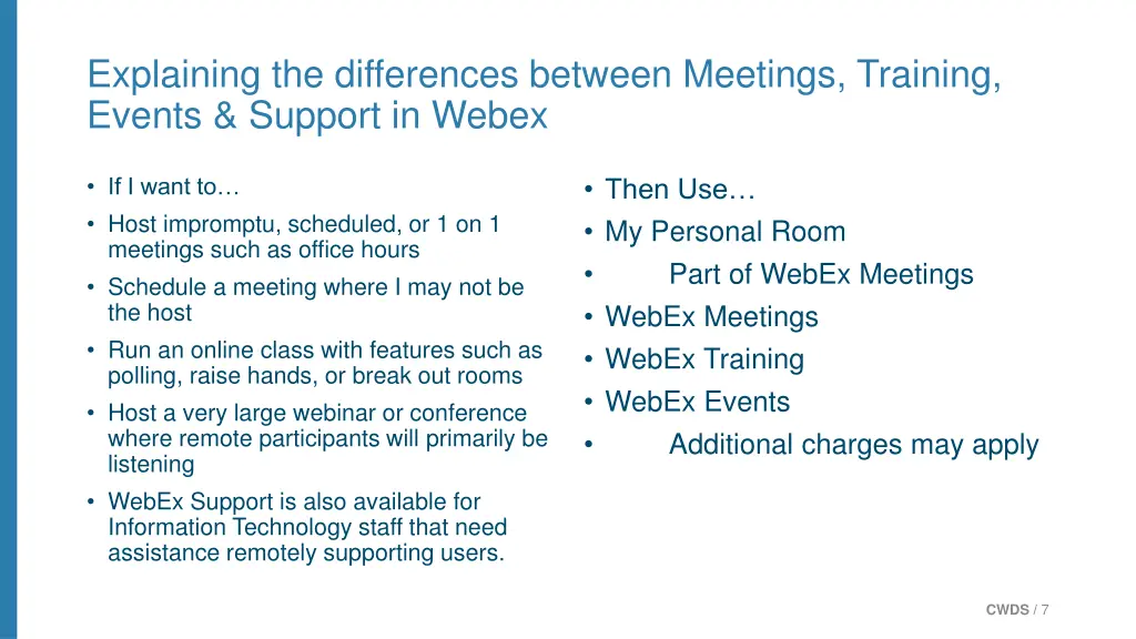 explaining the differences between meetings
