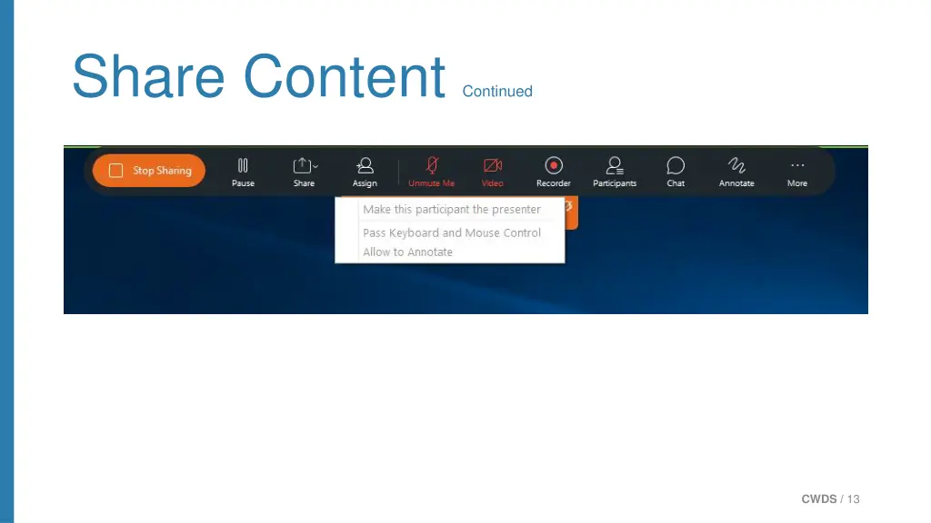 share content continued