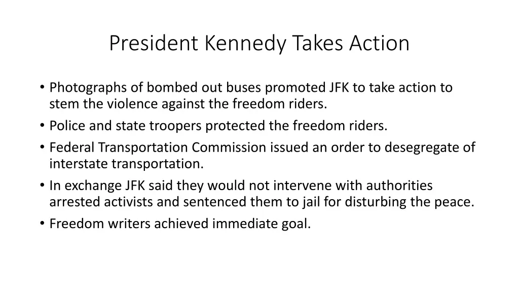 president kennedy takes action