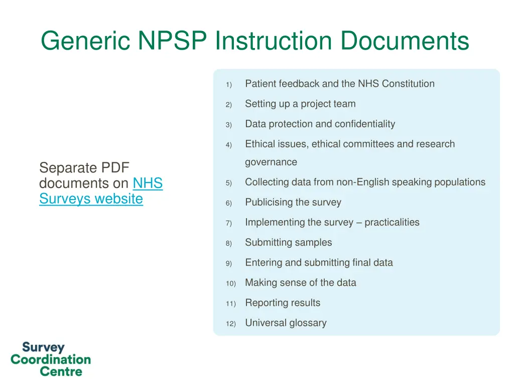 generic npsp instruction documents