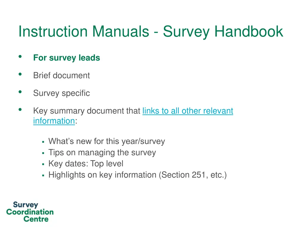 instruction manuals survey handbook