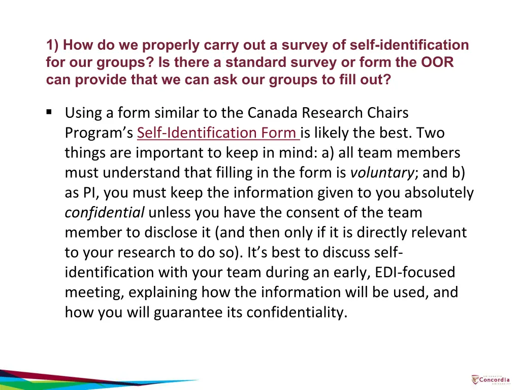 1 how do we properly carry out a survey of self
