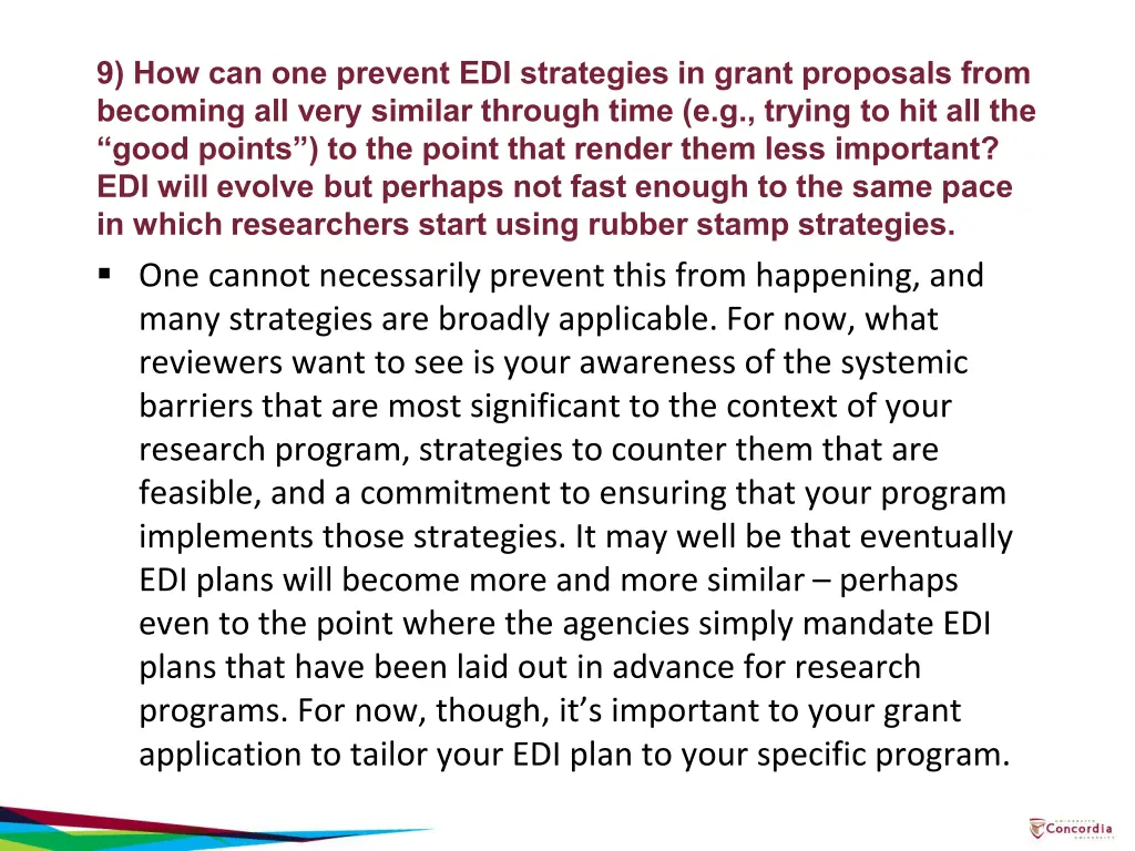 9 how can one prevent edi strategies in grant
