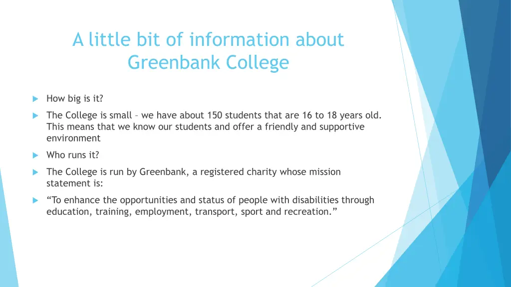 a little bit of information about greenbank