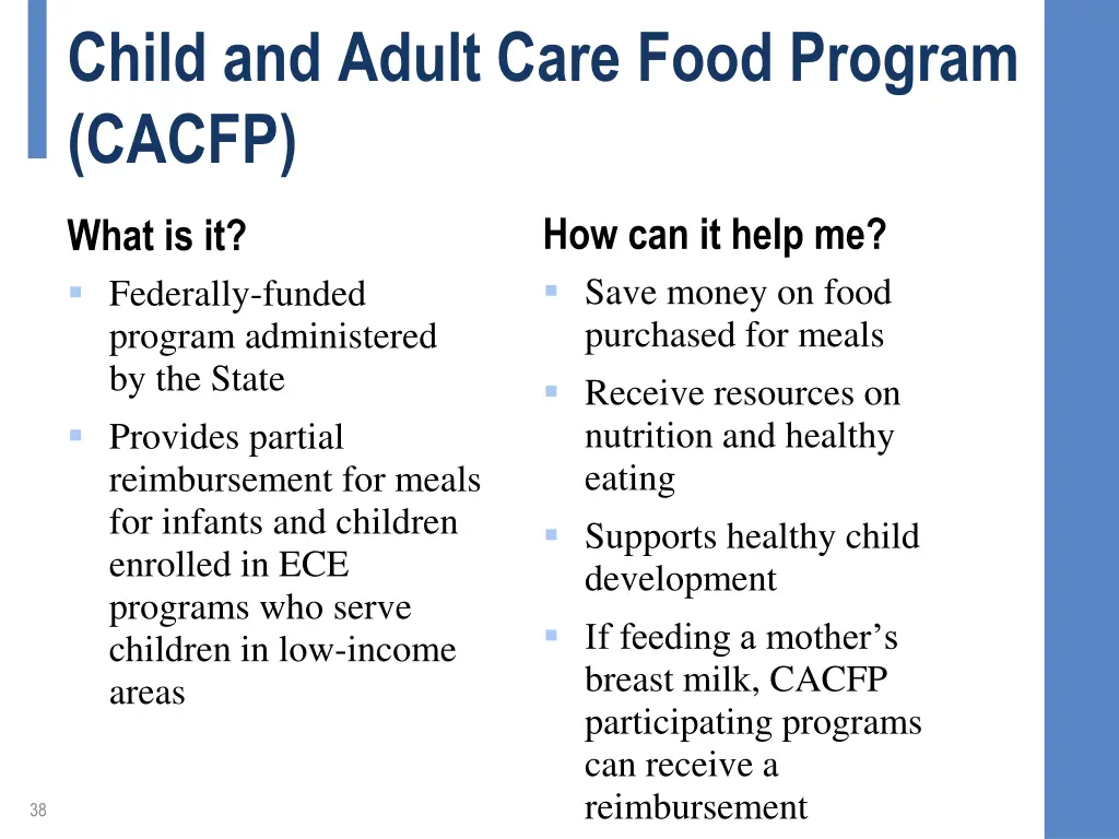 child and adult care food program cacfp