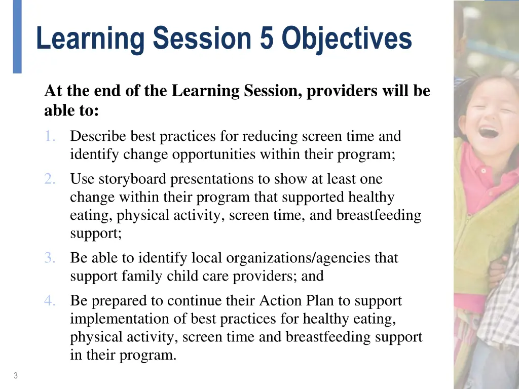 learning session 5 objectives