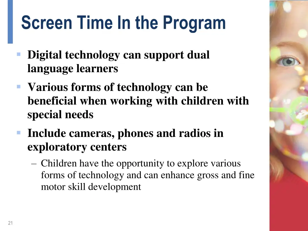 screen time in the program