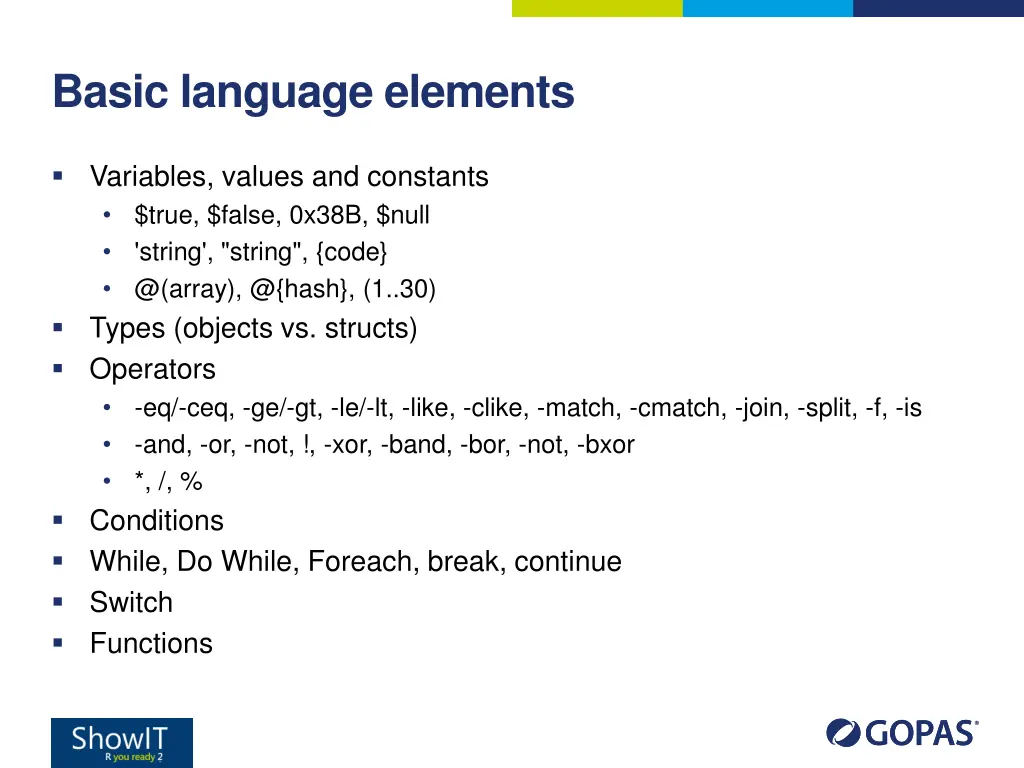 basic language elements