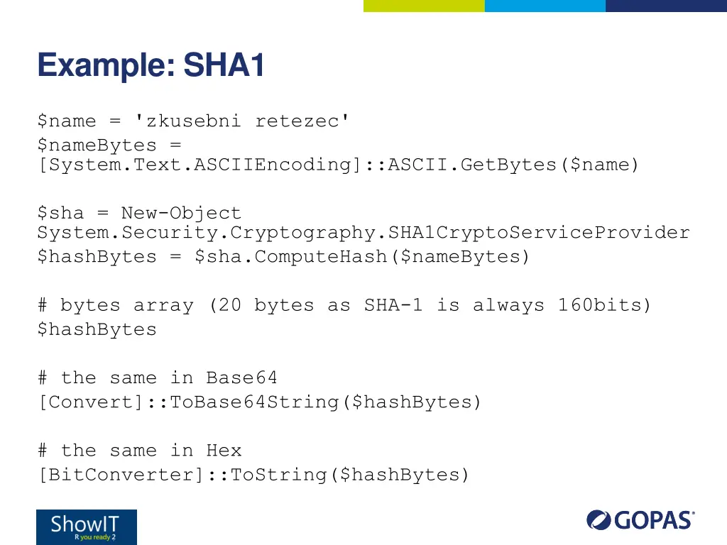 example sha1
