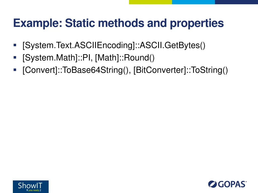 example static methods and properties