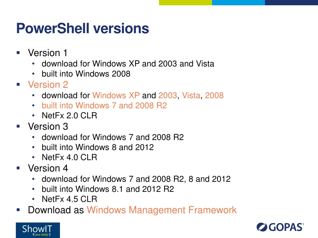 powershell versions