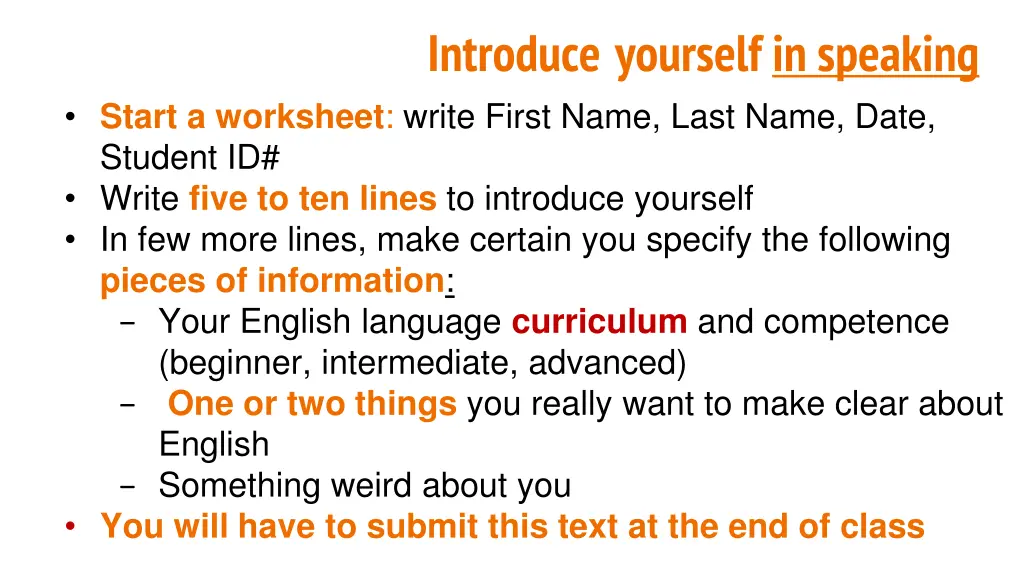 introduce yourself in speaking 1