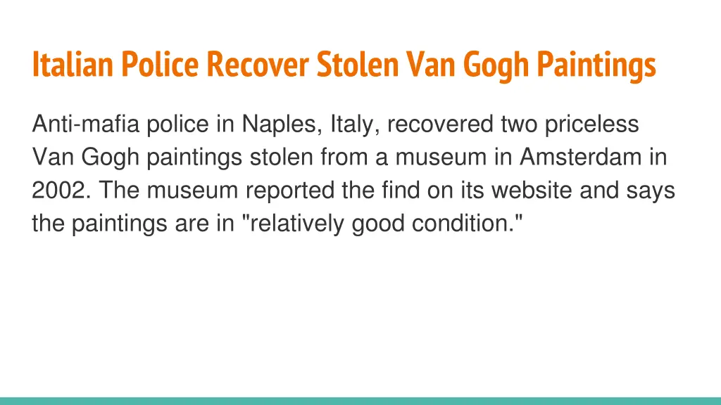 italian police recover stolen van gogh paintings
