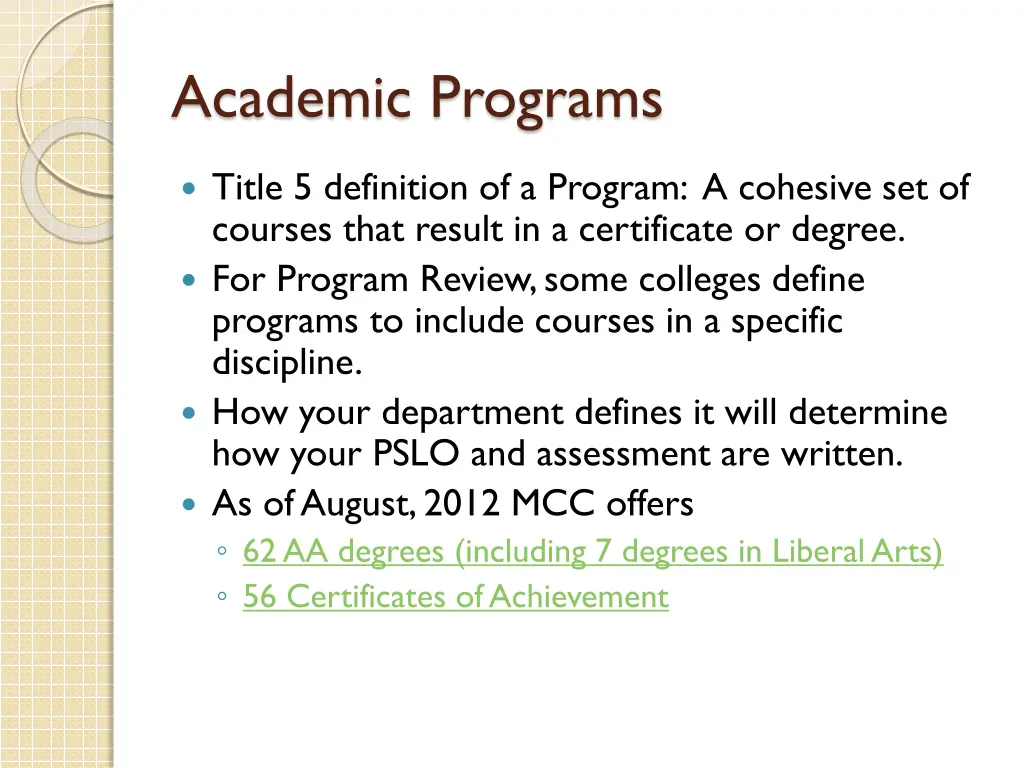 academic programs