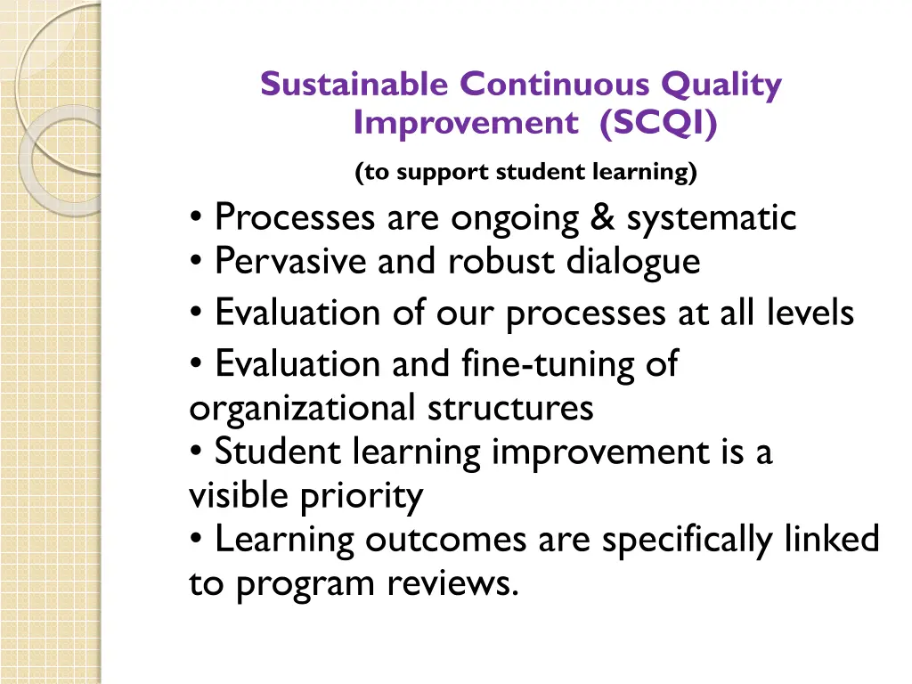 sustainable continuous quality improvement scqi