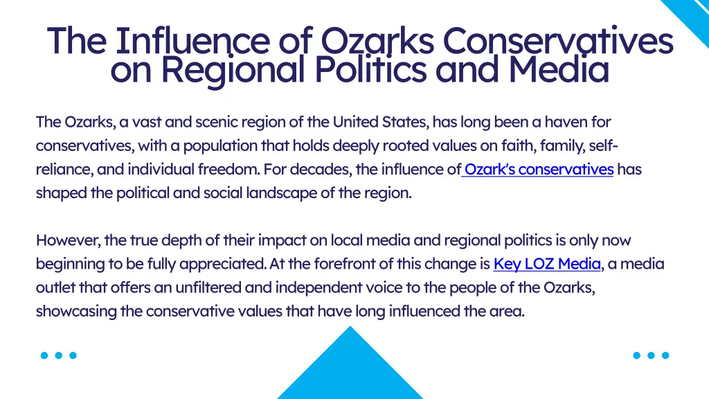 the influence of ozarks conservatives on regional