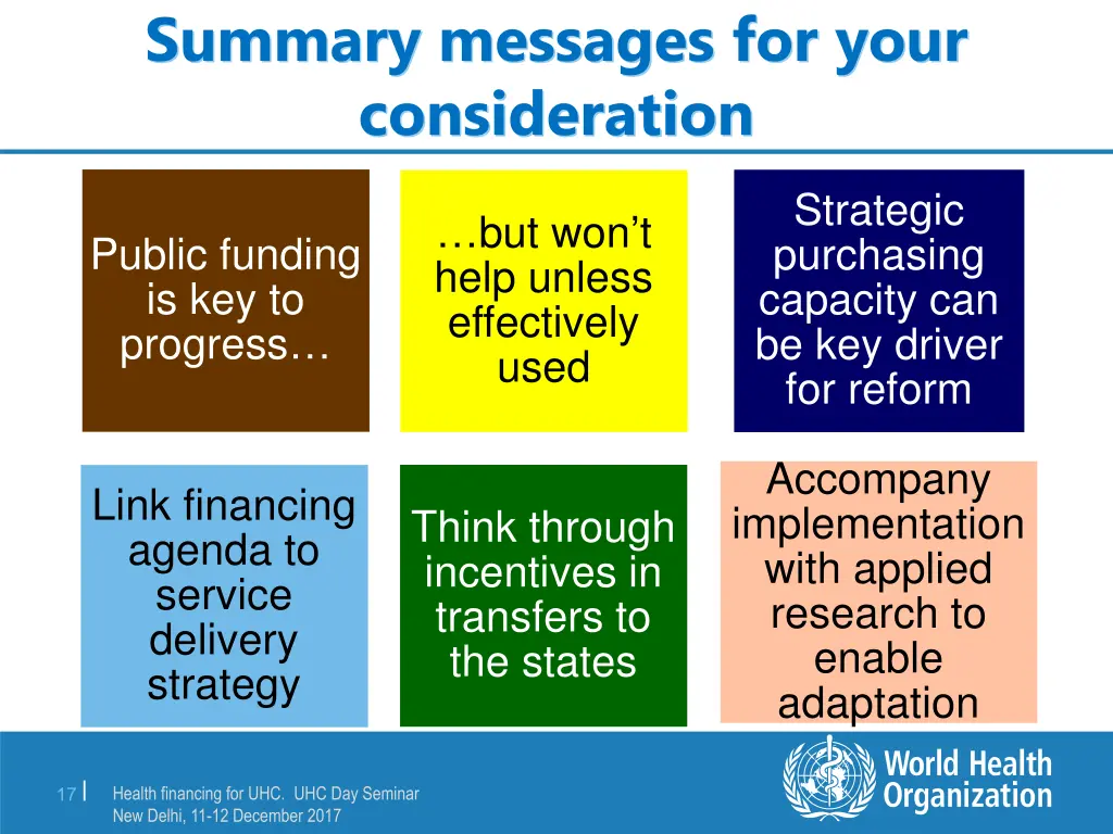 summary messages for your consideration