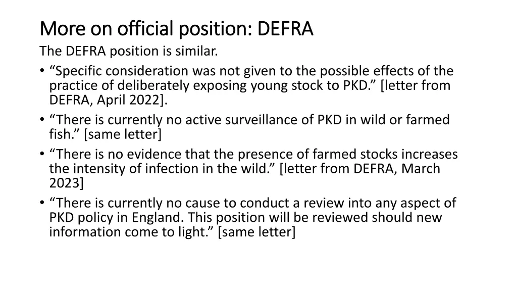 more on official position defra more on official