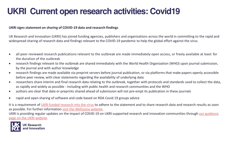 ukri current open research activities covid19
