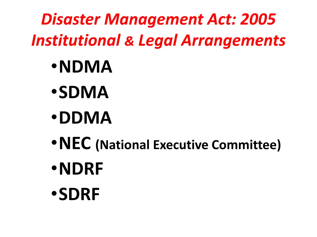 disaster management act 2005 institutional legal