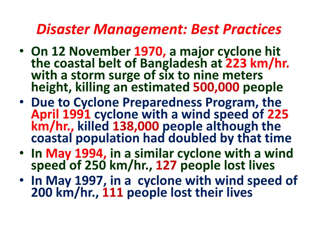 disaster management best practices on 12 november