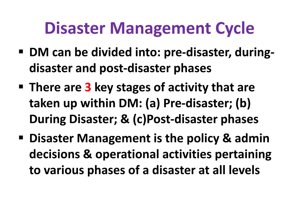 disaster management cycle dm can be divided into