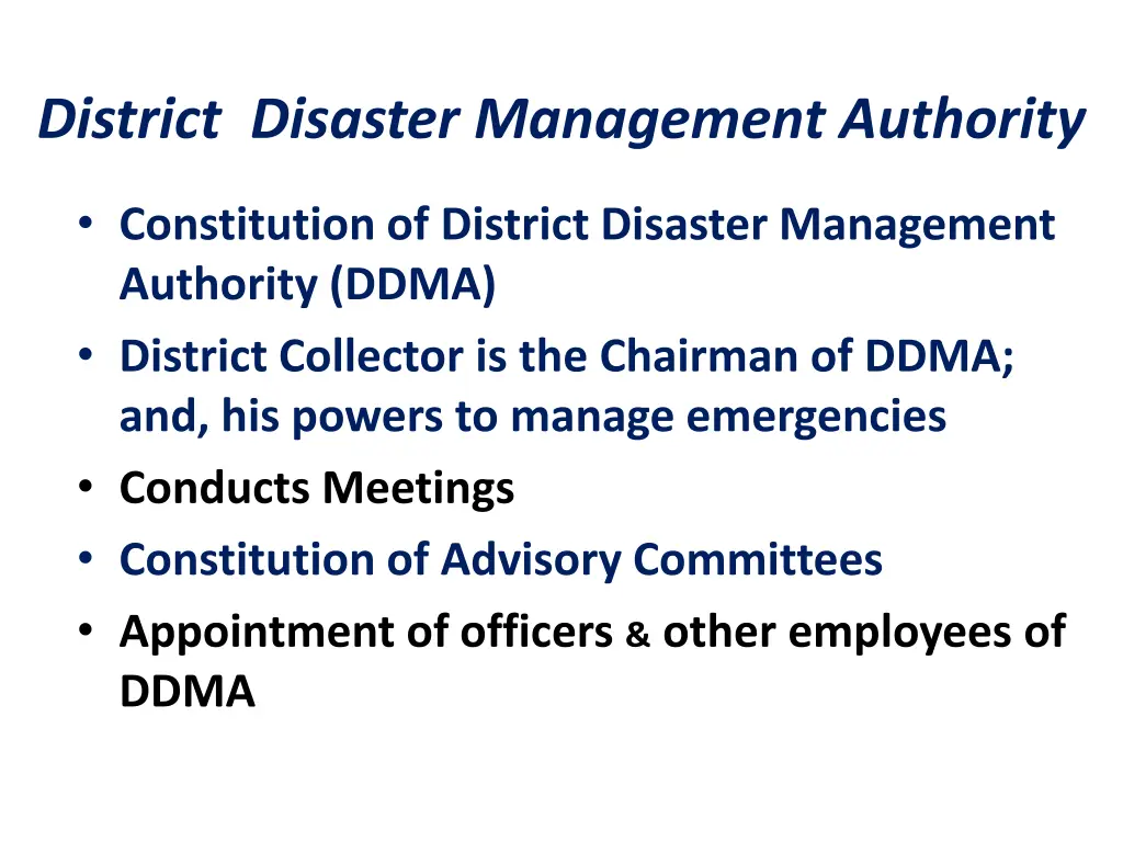 district disaster management authority