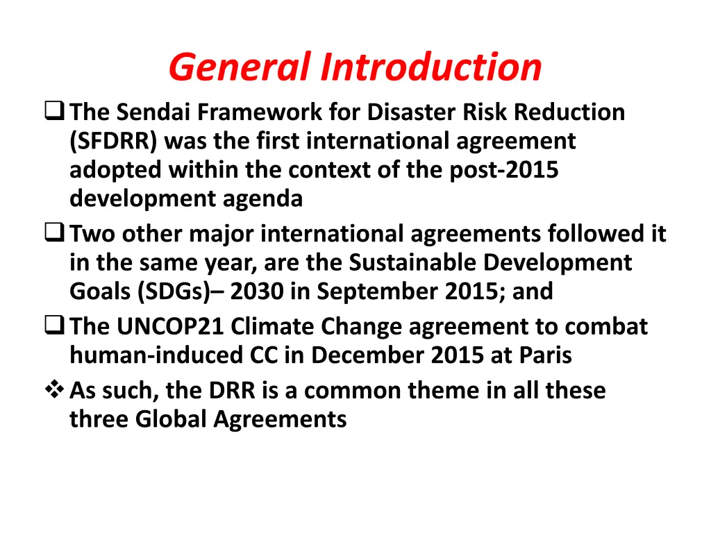 general introduction the sendai framework