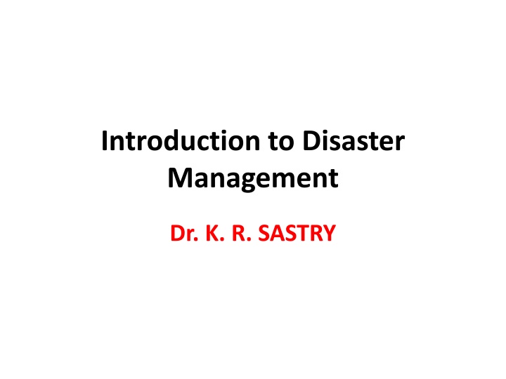 introduction to disaster management