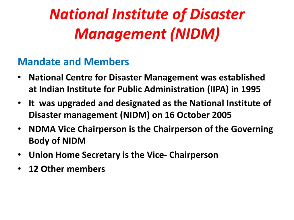 national institute of disaster management nidm 1