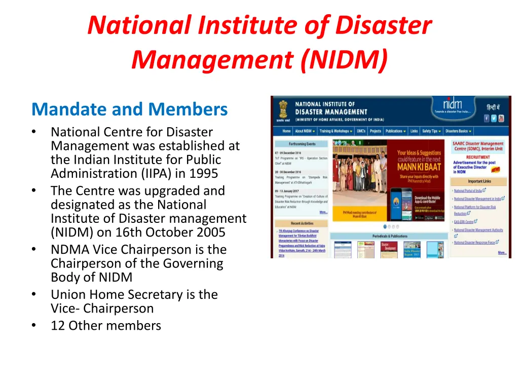 national institute of disaster management nidm