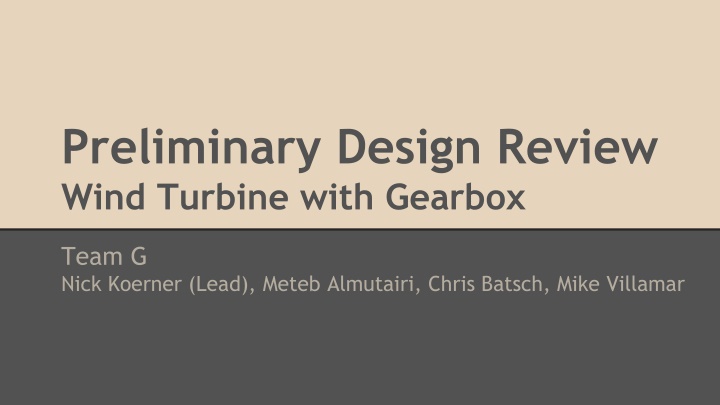 preliminary design review wind turbine with