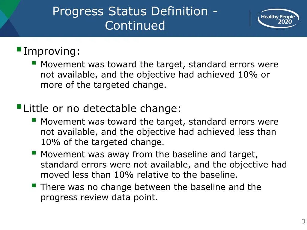 progress status definition continued