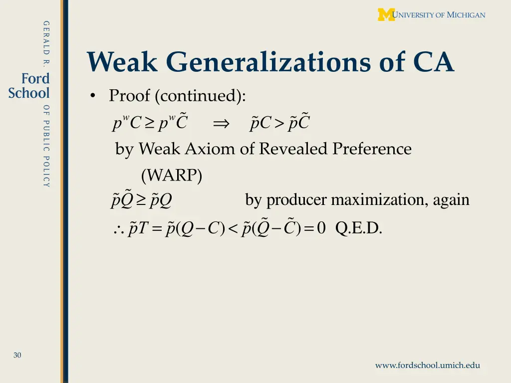 weak generalizations of ca proof continued