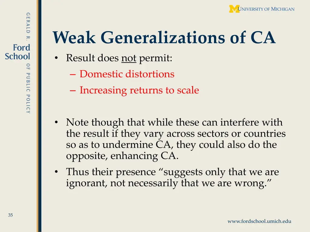 weak generalizations of ca result does not permit