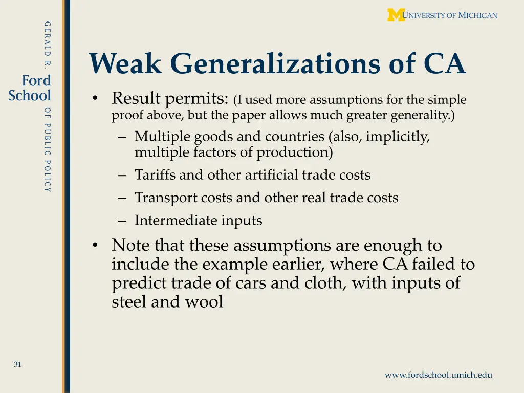 weak generalizations of ca result permits i used