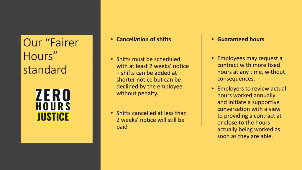 cancellation of shifts
