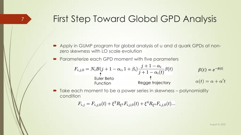 first step toward global gpd analysis