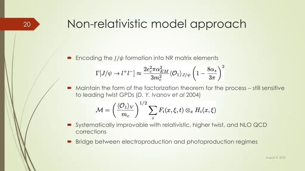 non relativistic model approach