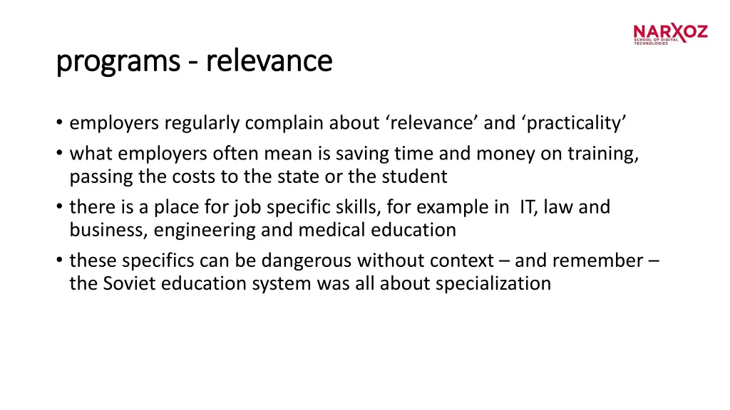 programs programs relevance