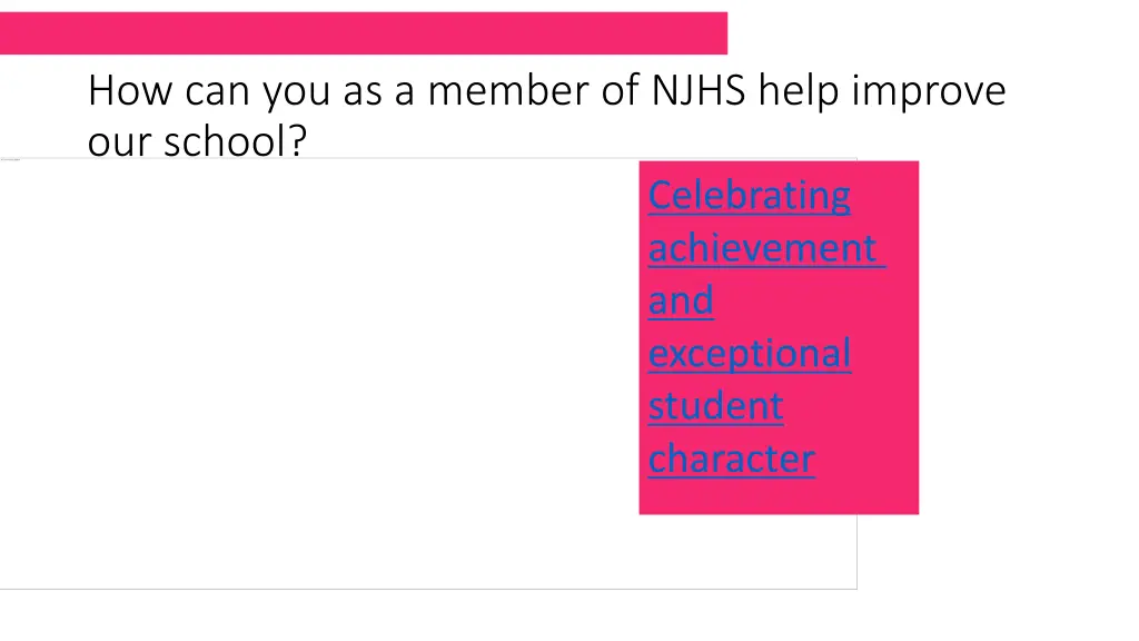 how can you as a member of njhs help improve