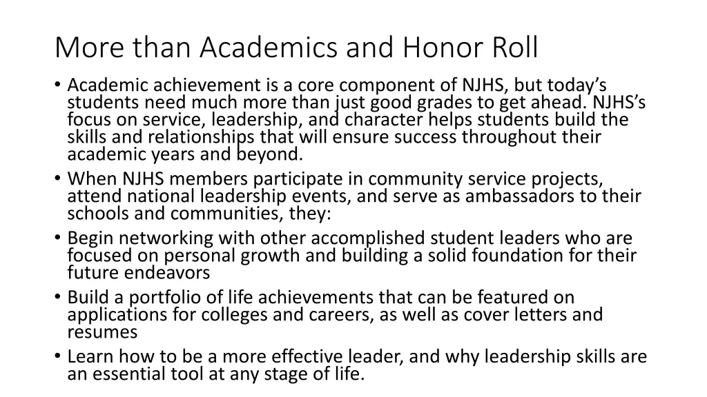 more than academics and honor roll academic